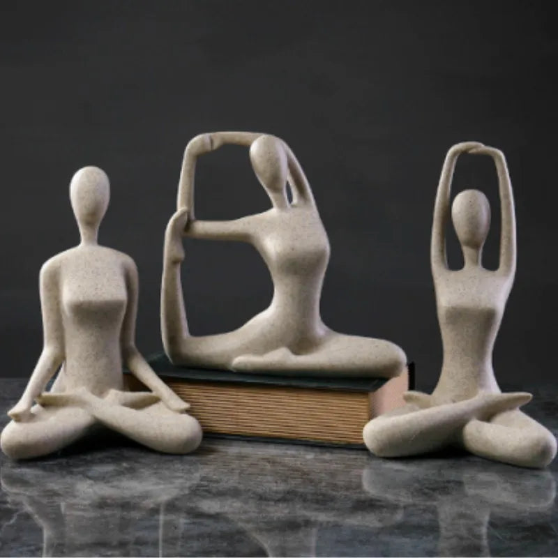 Small Yoga Pose Figurines Interior Modern Home Decor Girl Art Abstract Sculpture Luxury Living Room Desktop Accessories