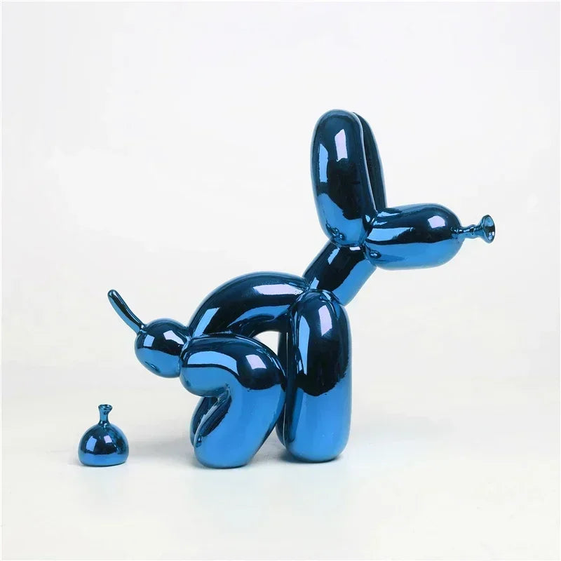 Modern Nordic Poop Balloon Dog Sculpture Resin Animal Puppy Statue Home Decoration Crafts Living Room Sculptures and Figurines