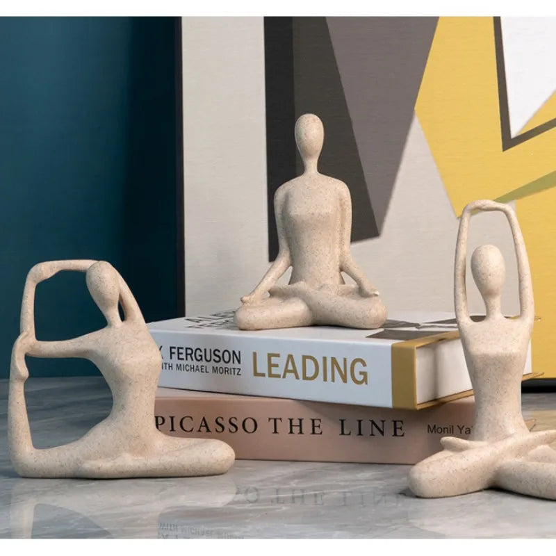 Small Yoga Pose Figurines Interior Modern Home Decor Girl Art Abstract Sculpture Luxury Living Room Desktop Accessories