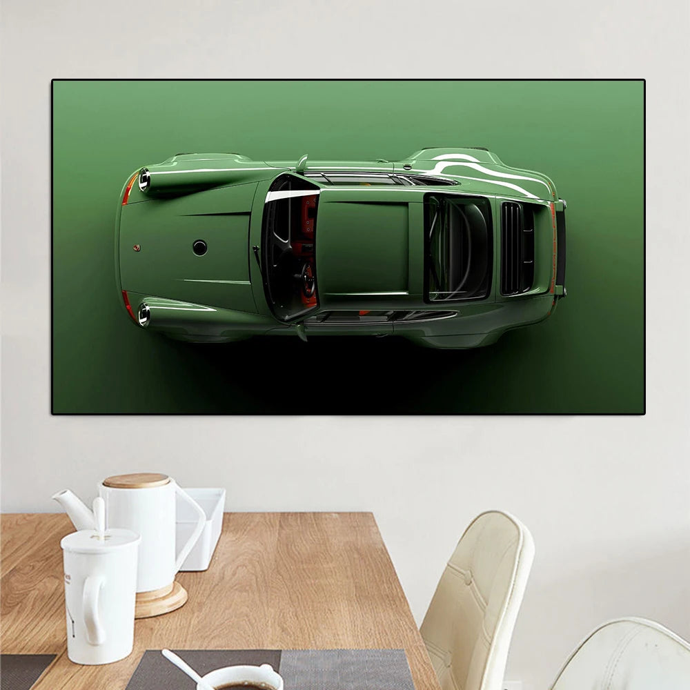 Modern Luxury Sports Car 911 Carrera Canvas Painting Classical Supercar Green Poster and Print Wall Art Living Room Home Decor
