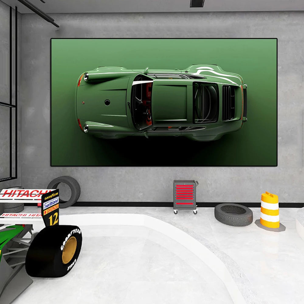 Modern Luxury Sports Car 911 Carrera Canvas Painting Classical Supercar Green Poster and Print Wall Art Living Room Home Decor