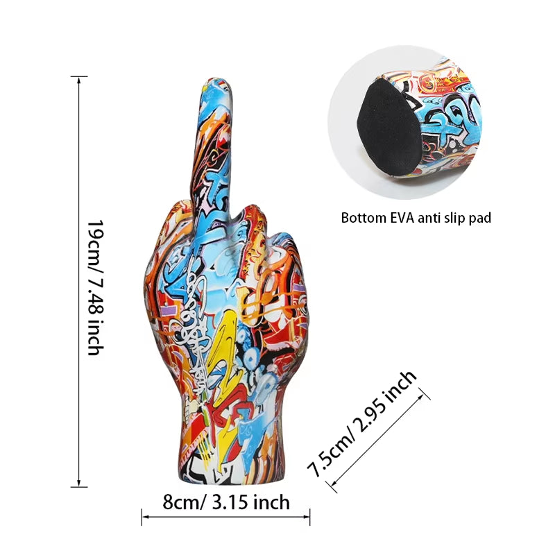 Graffiti Middle Finger Ornament Art and Crafts Resin Gesture Statue Desktop Ring a Living Room Home Decoration