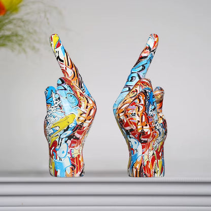 Graffiti Middle Finger Ornament Art and Crafts Resin Gesture Statue Desktop Ring a Living Room Home Decoration