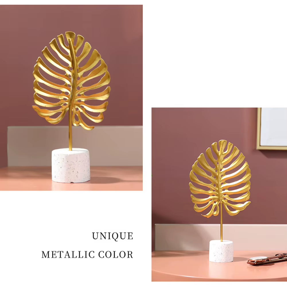 Iron Monstera Leaf Model Figurines Manual Craft Home Ornaments Ginkgo Leaves Ornament Photo Props Statues Sculptures Home Decor