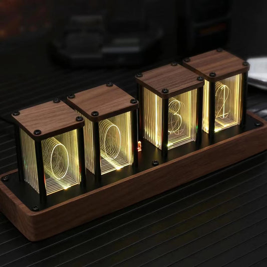 Nixie Tube Clock Colorful LED Digital Table Clock USB Powered Alarm Clock Large Display Clock for Bedroom Desk Decoration