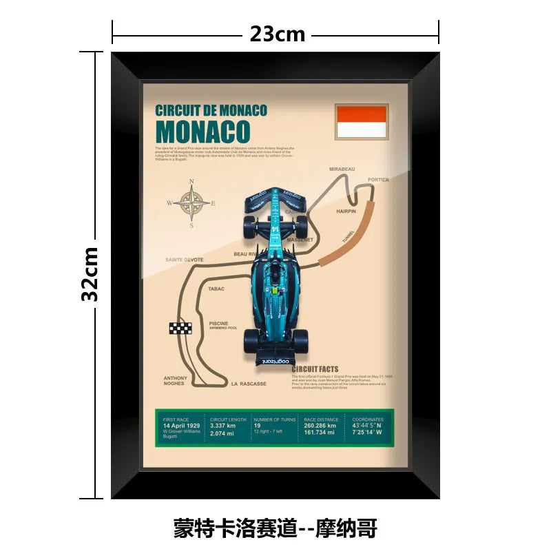 Bburago 1:43 F1 Aston Martin 2024 Aramco Team Fernando Alonso Car Model Monaco Canada Netherlands GP Circuits Track Posters