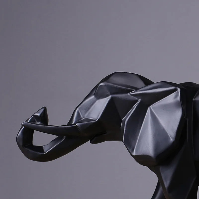 Creative Resin Black Elephant Statue, Abstract Geometric Sculpture, Desktop Crafts Ornament, Home Decoration, Animal Figurine