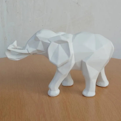 Creative Resin Black Elephant Statue, Abstract Geometric Sculpture, Desktop Crafts Ornament, Home Decoration, Animal Figurine