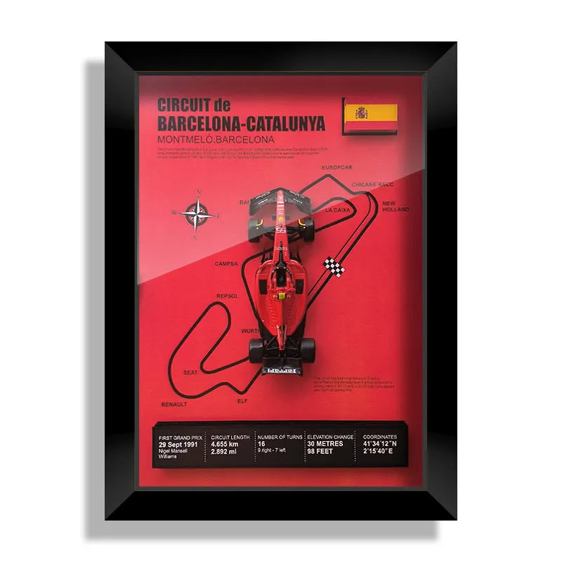 Bburago Scuderia F1 1/43 Ferrari Model Car SF23 #55 Carlos Sainz Formula1 Race Track Wall Mounted Spain Catalonia Circuit Poster