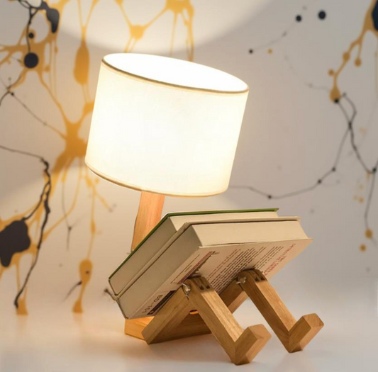 Wooden Robot Shaped Table Lamp Art Decor Home Living Room Bedroom Bedside Lamps Study Desk Lamp E14 Wood Luminaires