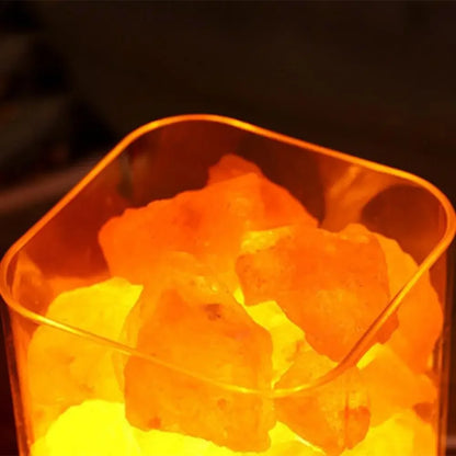 Salt Lamp Himalayan Crystal Salt Stone Night Light Lamp Negative Ion Air Purification Sleep Aid Square round Lamp