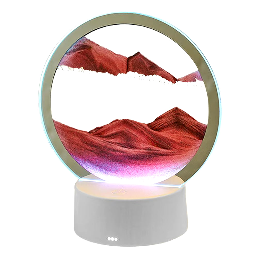 3D Flowing Sand Painting Lamp Creative Moving Sand Art Picture round Glass Sandscape Hourglass Quicksand Lamp Home Decoration