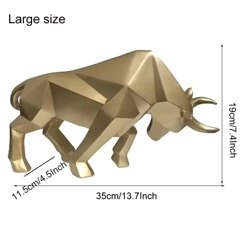 Morden Geometric Bull Statue Ornament Cafe Cattle Sculptures Animal Figurines Abstract Hotel Home Decoration