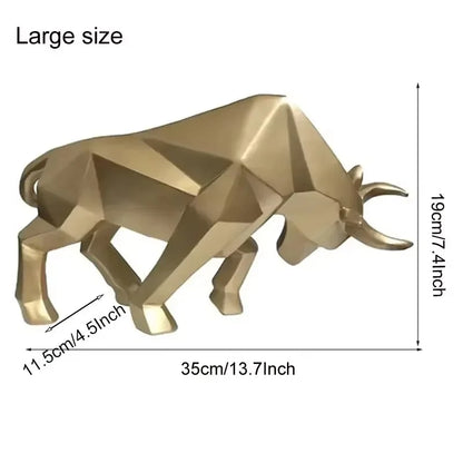 Morden Geometric Bull Statue Ornament Cafe Cattle Sculptures Animal Figurines Abstract Hotel Home Decoration