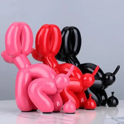 Modern Nordic Poop Balloon Dog Sculpture Resin Animal Puppy Statue Home Decoration Crafts Living Room Sculptures and Figurines