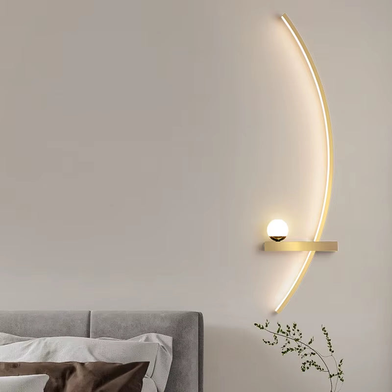 Wall Lamp Nordic Modern Black Gold Minimalist Living Room Sofa Background Wall Decorative Lamp Light Luxury Bedroom Bedside Lamp