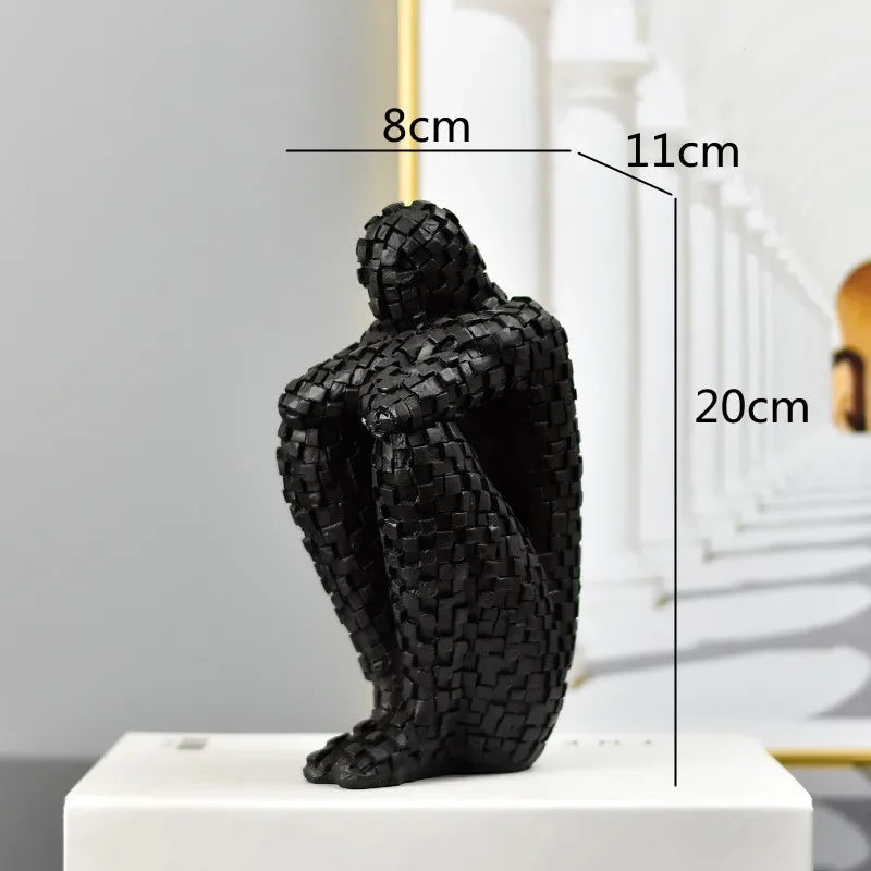 Resin Abstract Figure Statue Mosaic Character Model Sculpture Geometry Uneven Tuck Thinker Golden Man Resin Crafts Ornaments