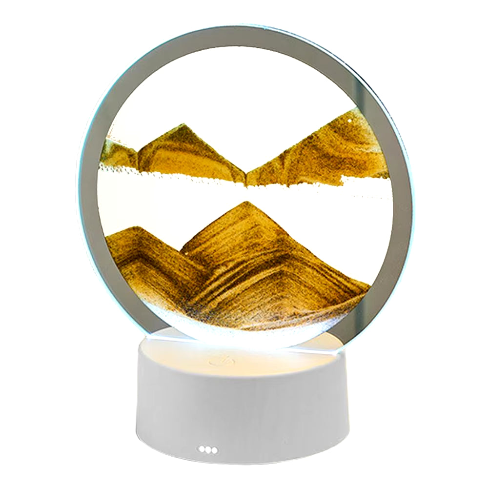 3D Flowing Sand Painting Lamp Creative Moving Sand Art Picture round Glass Sandscape Hourglass Quicksand Lamp Home Decoration