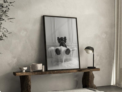 Black Kaws Figure in Tub, Kaws Poster Print, Hypebeast Figure Poster, Bathroom Art Print, Kaws Picture, Gifts Poster No Frame Decor Decorative Decor