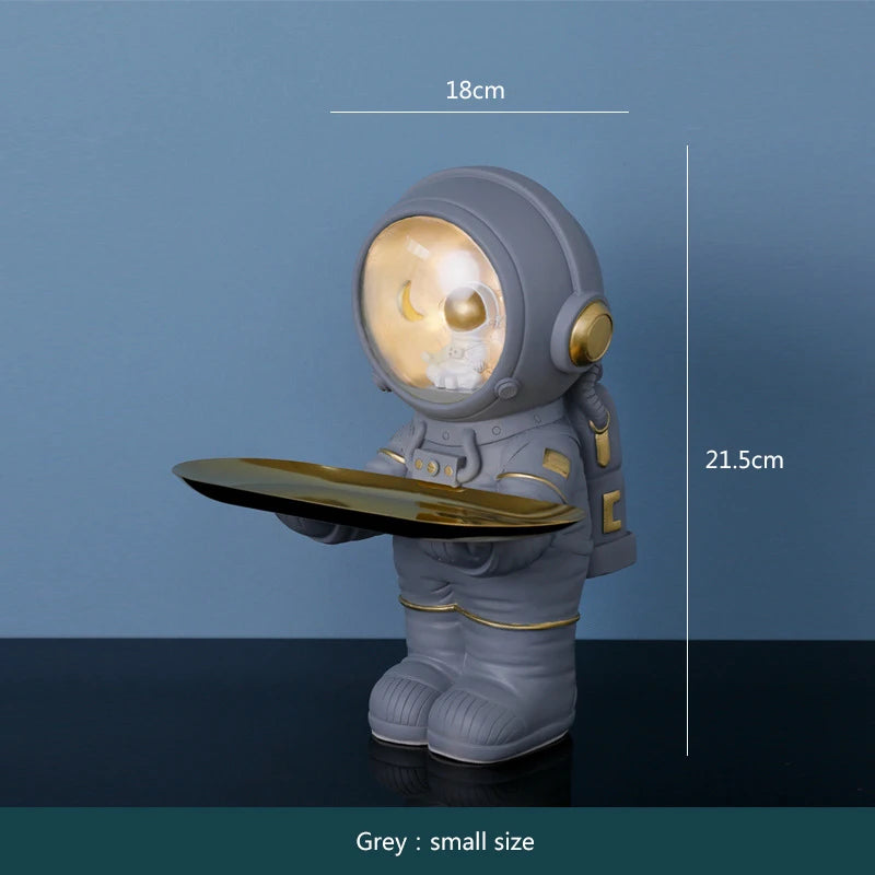 Creative Astronaut Statue Storage Tray Nordic Home Decor Desk Storage Astronaut Figurine Living Room Table Decor Key Storage