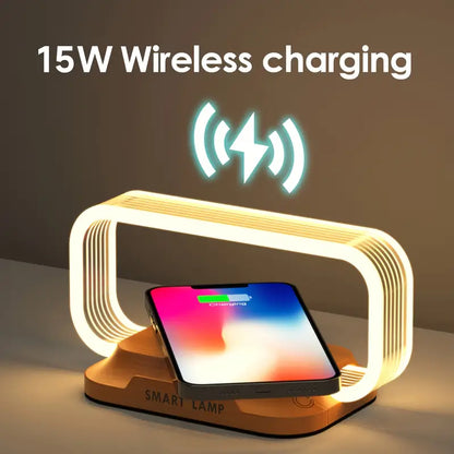 LED Night Light Wireless Charger Stand Table Desk Lamp Mobile Phone Holder Fast Charging Station Dock for Iphone Samsung Xiaomi