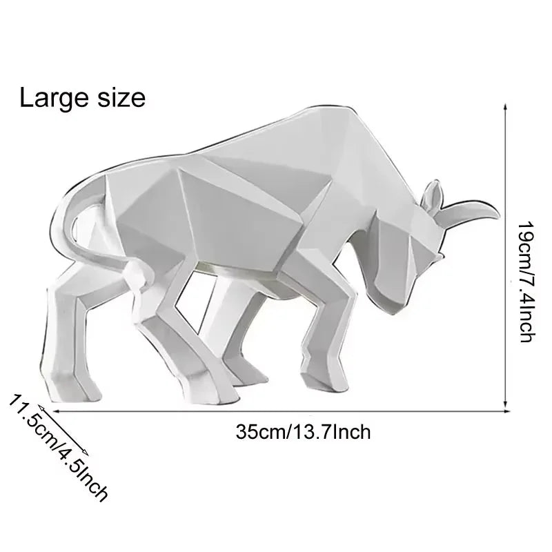 Morden Geometric Bull Statue Ornament Cafe Cattle Sculptures Animal Figurines Abstract Hotel Home Decoration