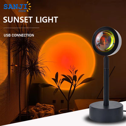 Sanjibook USB Sunset Lamp Night Light Projector Home Decoration Portable Living Room Wall Photography Neon Atmosphere Lighting