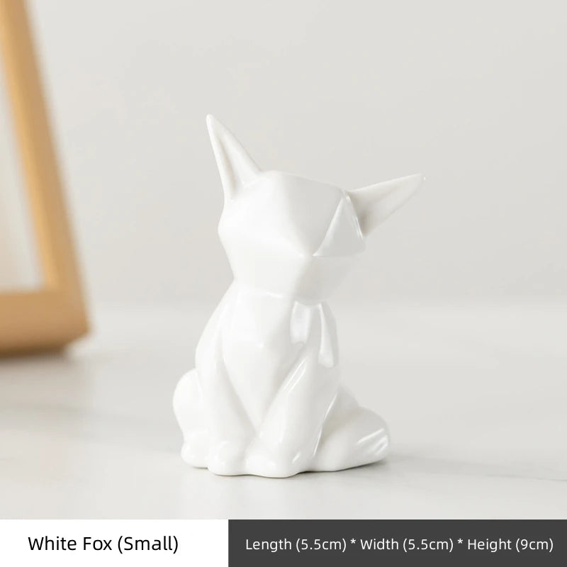 Nordic Ceramic Fox Figurine Home Decor Items Home Office Cabinet Decor Animal Sculptures & Figurines Aesthetic Room Decoration