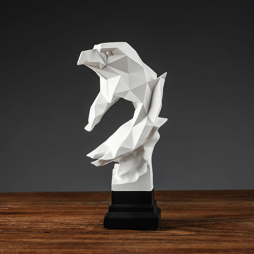 Modern American Bald Eagle Family Statue in Rustic Home Decor White 3D Sculptures Figurines Desk Table Decoration Accessories