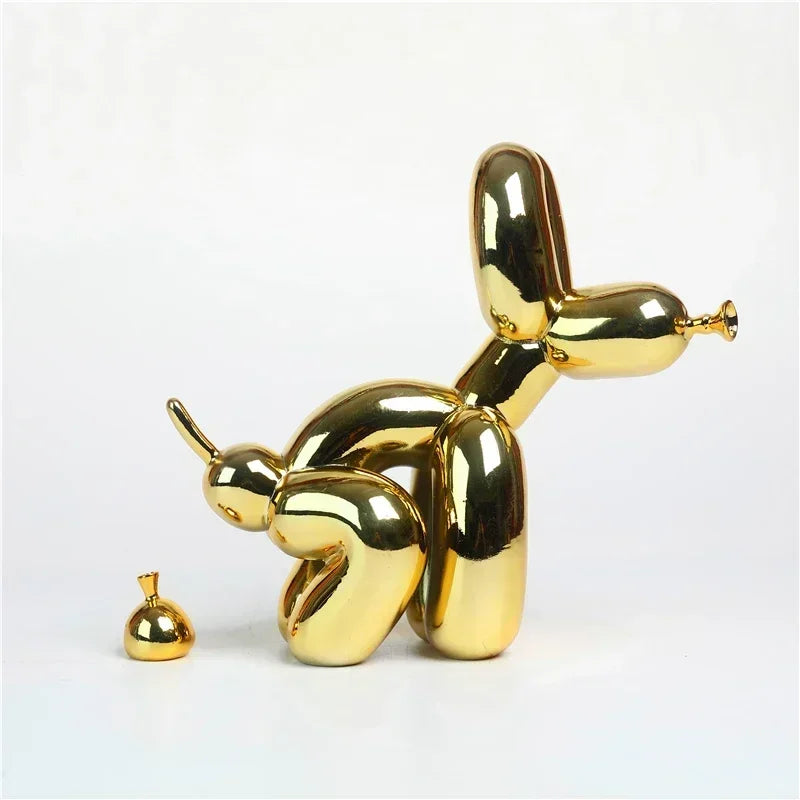 Modern Nordic Poop Balloon Dog Sculpture Resin Animal Puppy Statue Home Decoration Crafts Living Room Sculptures and Figurines