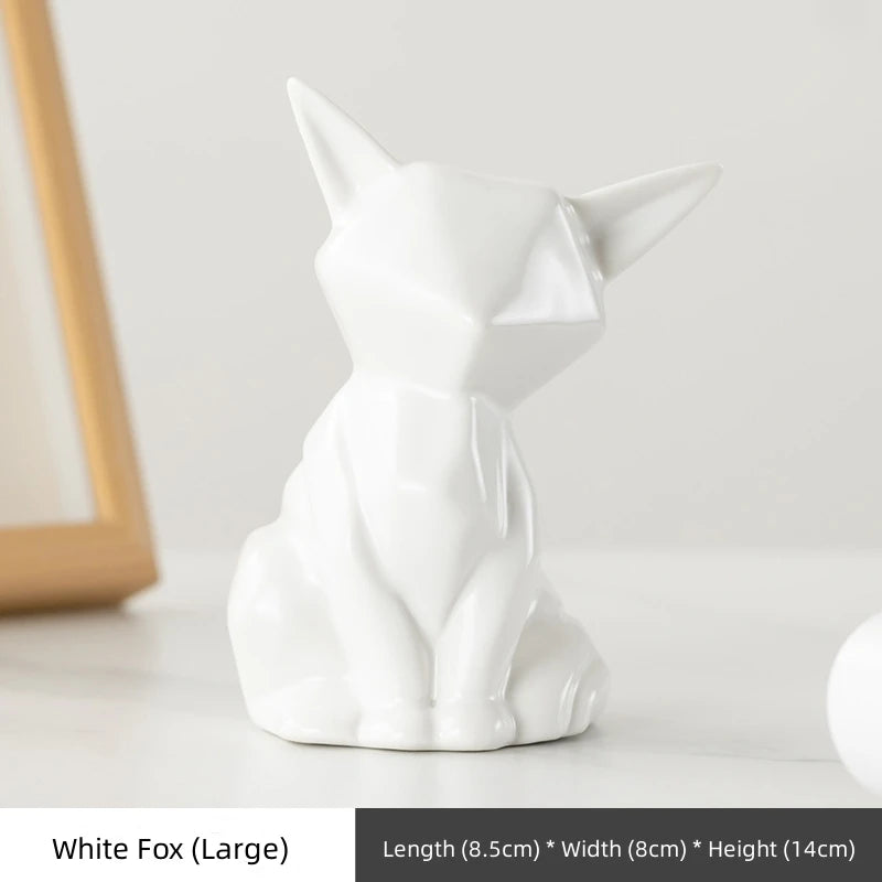 Nordic Ceramic Fox Figurine Home Decor Items Home Office Cabinet Decor Animal Sculptures & Figurines Aesthetic Room Decoration