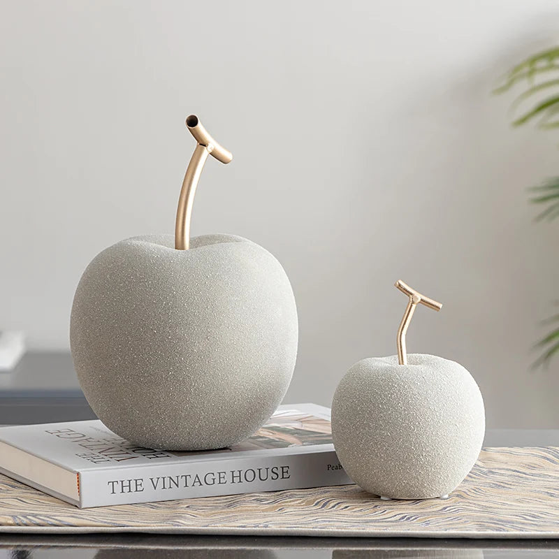 Figurines Creative Ceramic Apple Sculptur Decoration TV Cabinet Home Decor Apple Ornaments Abstract Decor Statue Abstract Decor