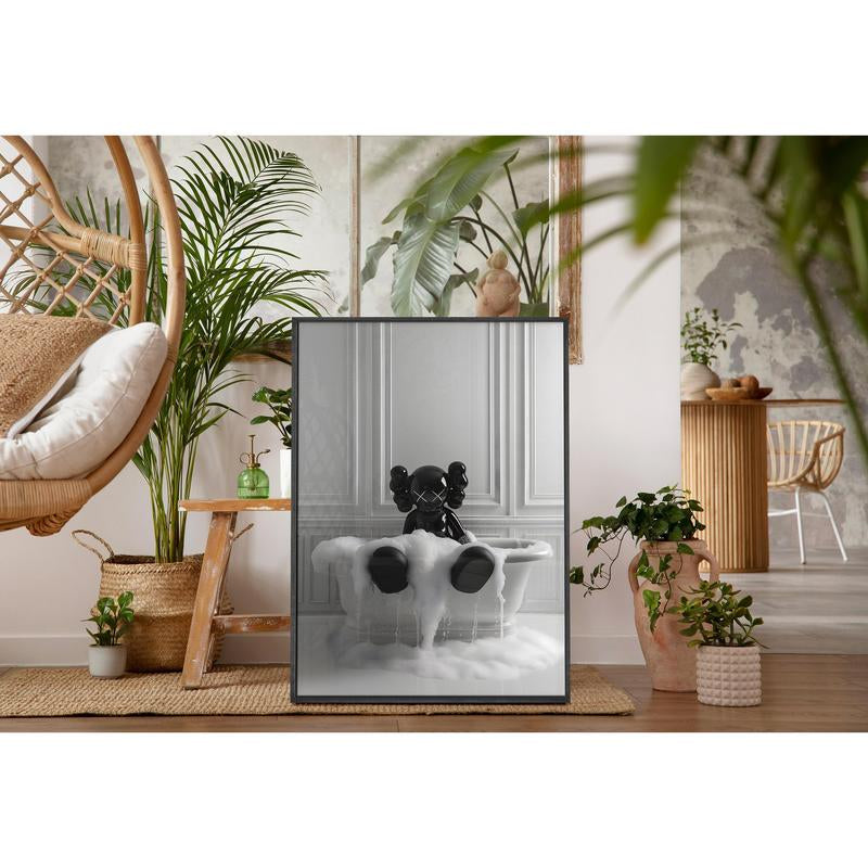 Black Kaws Figure in Tub, Kaws Poster Print, Hypebeast Figure Poster, Bathroom Art Print, Kaws Picture, Gifts Poster No Frame Decor Decorative Decor