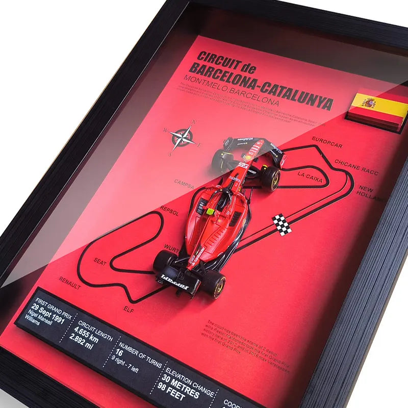 Bburago Scuderia F1 1/43 Ferrari Model Car SF23 #55 Carlos Sainz Formula1 Race Track Wall Mounted Spain Catalonia Circuit Poster