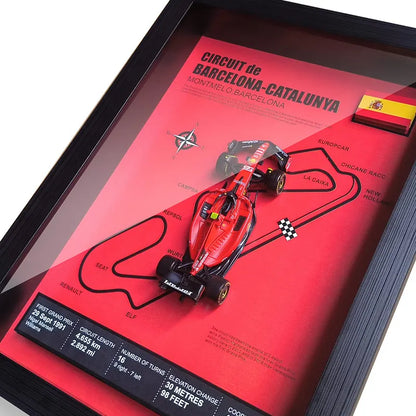 Bburago Scuderia F1 1/43 Ferrari Model Car SF23 #55 Carlos Sainz Formula1 Race Track Wall Mounted Spain Catalonia Circuit Poster