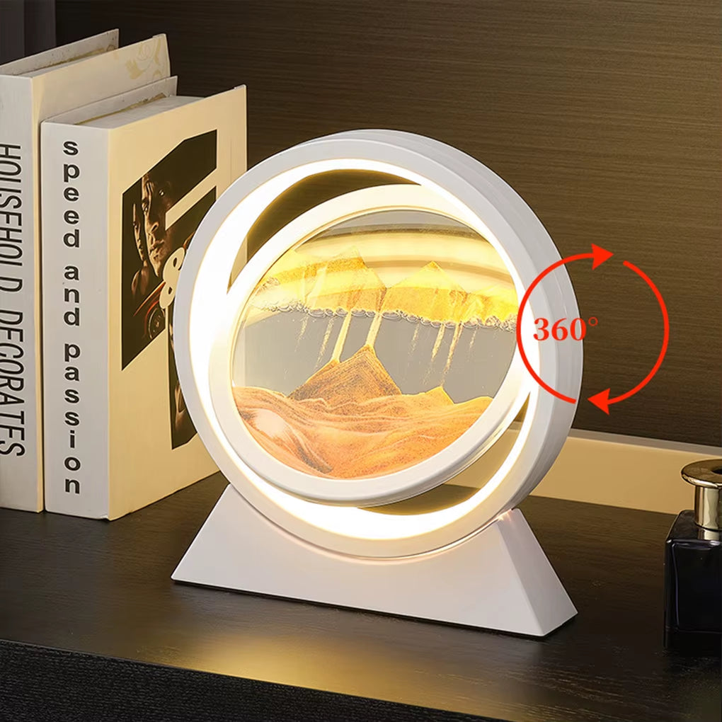 Quicksand Table Lamp Sandscape Moving Sand Art LED 3D Hourglass Night Light Flowing Sand Painting Bedside Lamps Home Decor