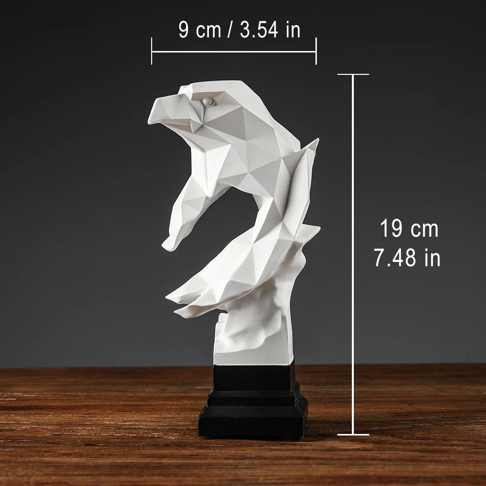 Modern American Bald Eagle Family Statue in Rustic Home Decor White 3D Sculptures Figurines Desk Table Decoration Accessories