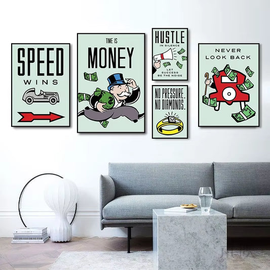 Alec Monopoly Motivational Office Mural Canvas Prints Posters Motivational Quotes Posters Wall Art Canvas Painting Home Decor