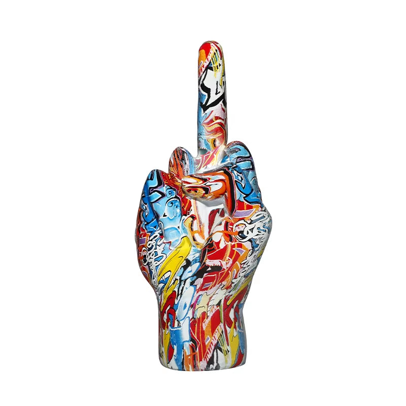 Graffiti Middle Finger Ornament Art and Crafts Resin Gesture Statue Desktop Ring a Living Room Home Decoration