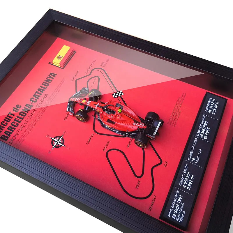 Bburago Scuderia F1 1/43 Ferrari Model Car SF23 #55 Carlos Sainz Formula1 Race Track Wall Mounted Spain Catalonia Circuit Poster