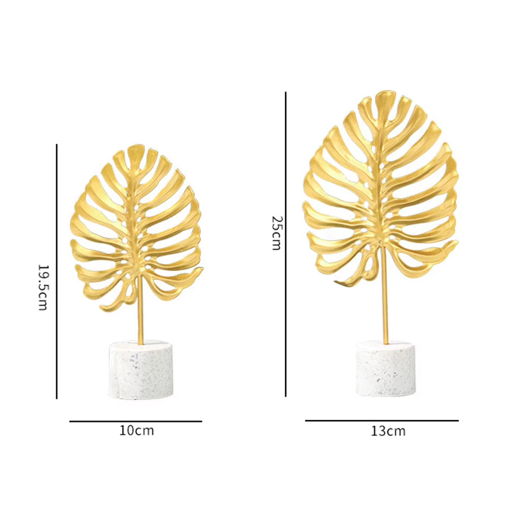 Iron Monstera Leaf Model Figurines Manual Craft Home Ornaments Ginkgo Leaves Ornament Photo Props Statues Sculptures Home Decor