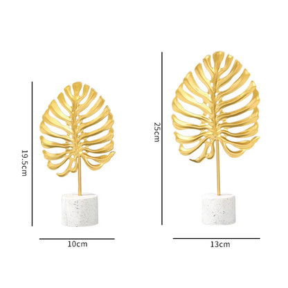 Iron Monstera Leaf Model Figurines Manual Craft Home Ornaments Ginkgo Leaves Ornament Photo Props Statues Sculptures Home Decor