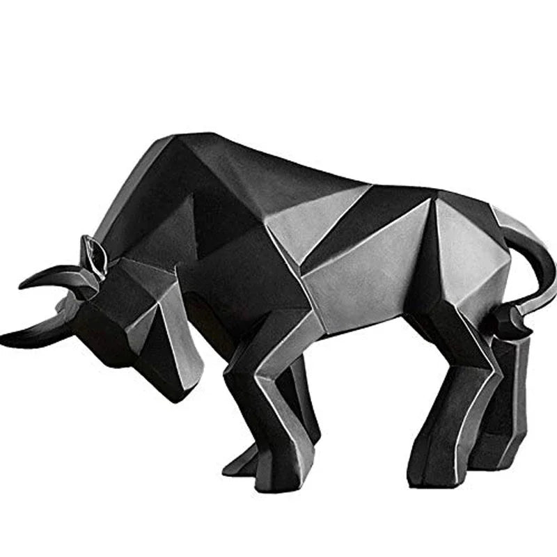 Morden Geometric Bull Statue Ornament Cafe Cattle Sculptures Animal Figurines Abstract Hotel Home Decoration