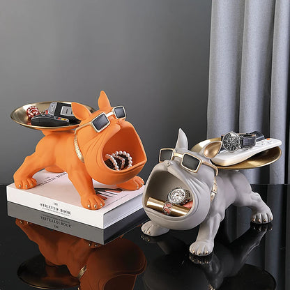 Home Decoration Handsome Bulldog Statue Dog Statue Tray Series Multi Functional Storage Home Decor
