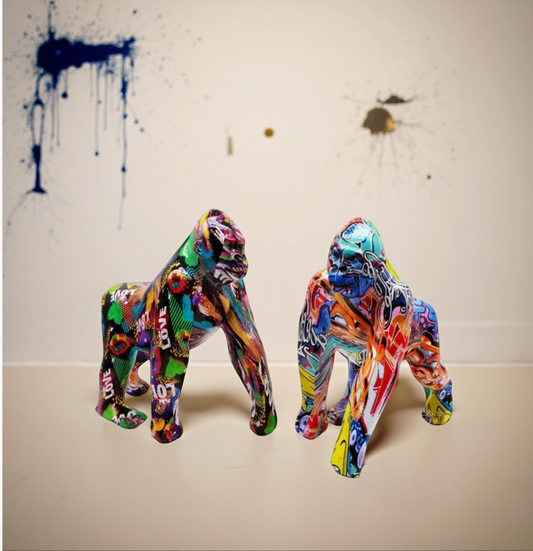Creative Painted Graffiti Colorful Gorilla Statue Creative Decorative Crafts Home Porch Wine Cabinet TV Cabinet Decoration Gift