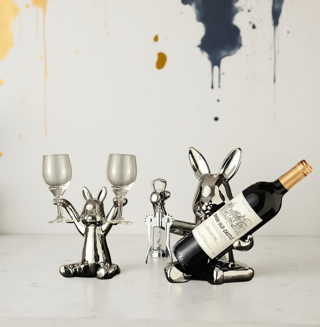 Tipsy Rabbits - Rabbit Wine Rack Ornaments