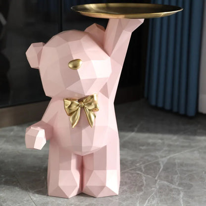 Home Decor Bear Sculpture Tray Storage Ornaments Nordic Living Room Decorative Cartoon Geometry Bear Animal Table Art Room Decor