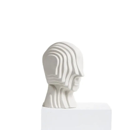 Abstract Figure Sculpture Ceramic Geometric Head Fringe Golden Man Alien Decorative Figurines Home Decoration Accessories