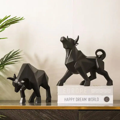Morden Geometric Bull Statue Ornament Cafe Cattle Sculptures Animal Figurines Abstract Hotel Home Decoration