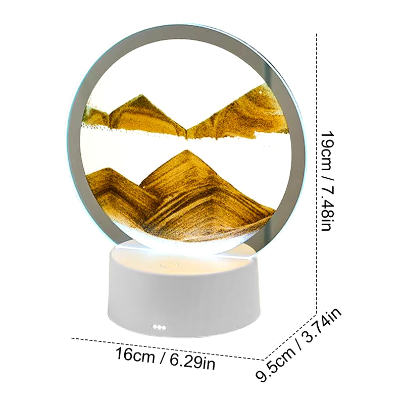 3D Flowing Sand Painting Lamp Creative Moving Sand Art Picture round Glass Sandscape Hourglass Quicksand Lamp Home Decoration